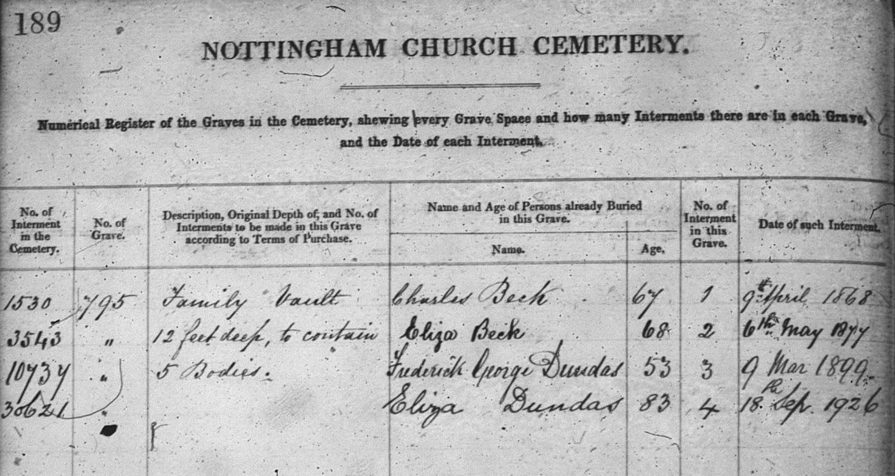 burial record